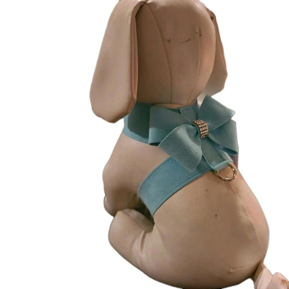 Susan Lanci Designs Tinkie Harness Nuveau Bow Tiffy Blue Ultra Suede NEWM